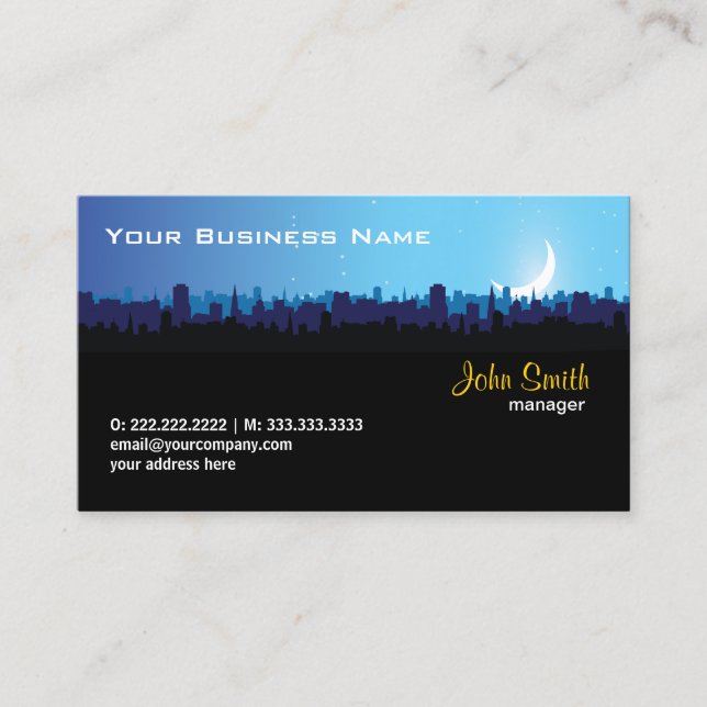 City Skyline at Night business card (Front)