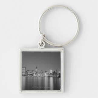 City skyline at night key ring