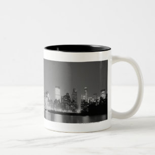 City skyline at night Two-Tone coffee mug