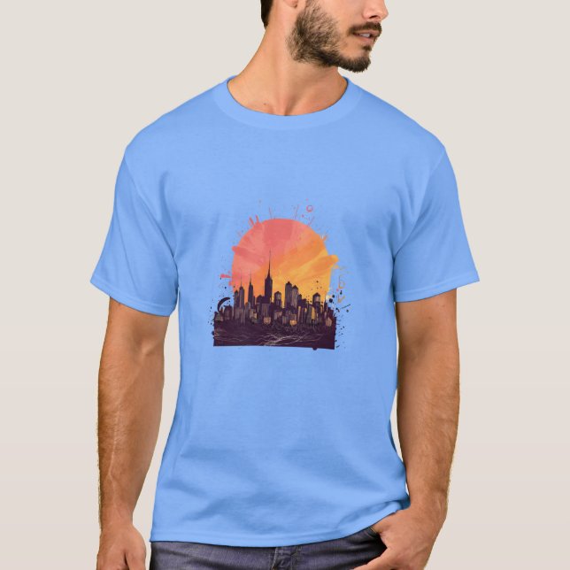 city skyline at sunset gift T-Shirt (Front)