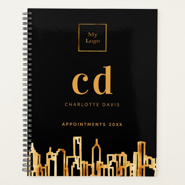 City skyline black gold business logo 2026 planner (Front)