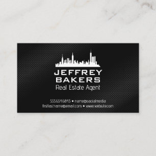 City Skyline   Black Texture Business Card