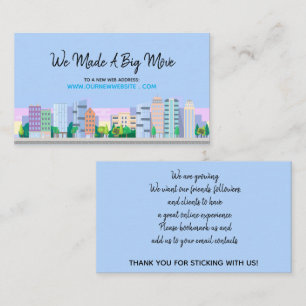City Skyline Business Website Address Change Business Card
