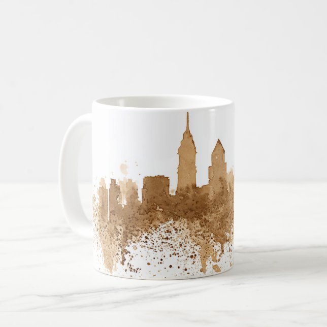 City Skyline Coffee Stain Art  Coffee Mug (Front Left)