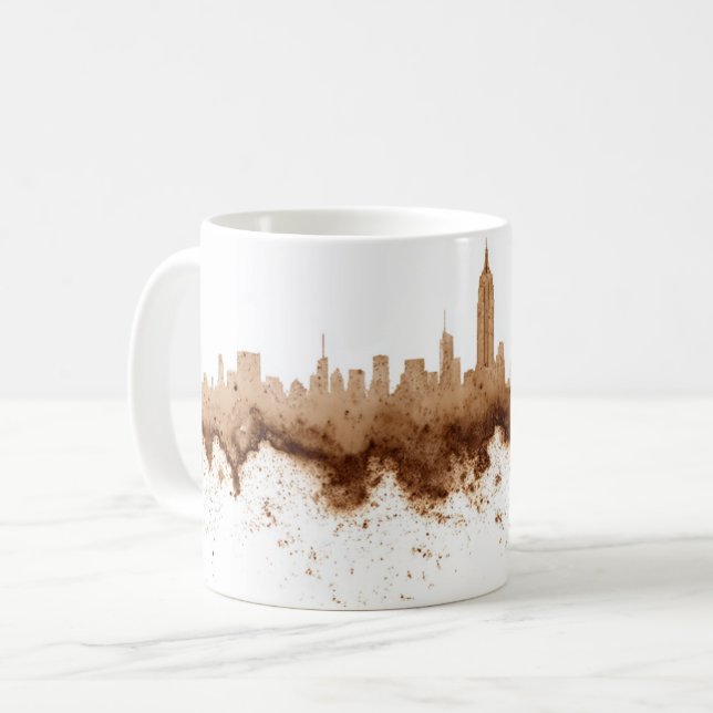 City Skyline Coffee Stain Art  Coffee Mug (Front Left)