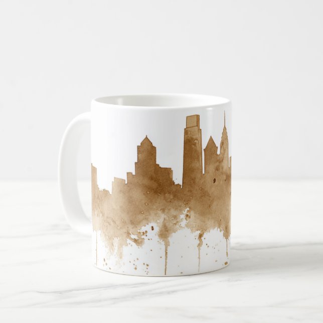 City Skyline Coffee Stain Art  Coffee Mug (Front Left)
