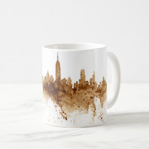 City Skyline Coffee Stain Art  Mug