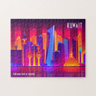 City skyline, colourful illustration of Kuwait, Jigsaw Puzzle