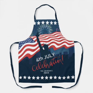 City Skyline Independence Day Celebration ID658 Apron