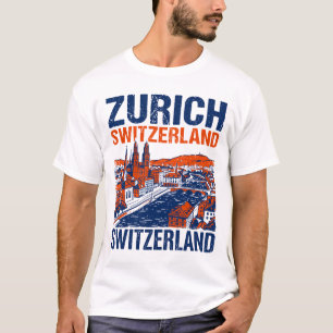 City Skyline of Zurich Switzerland Illustration T-Shirt