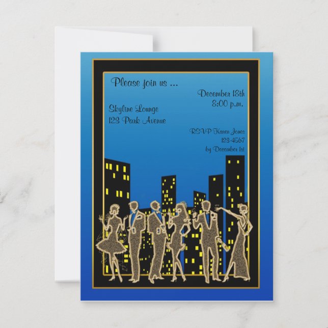 City Skyline Party Invitation (Front)