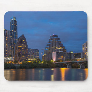 City Skyline Reflects Into Lady Bird Lake Mouse Mat