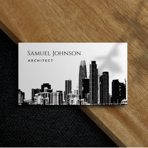 City Skyline Sketch Uptown Downtown Architect Business Card
