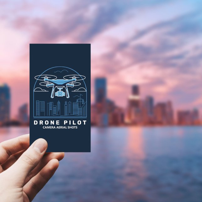 City & Skyscrapers - Drone Pilot Vertical Business Card (City & Skyscrapers - Drone Pilot Vertical Business Card)