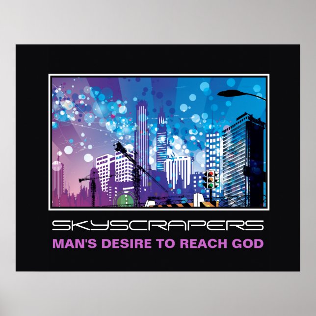 City skyscrapers urban motivational poster print (Front)