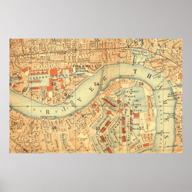 City Slickers - Vintage Map London River Thames Poster (Front)