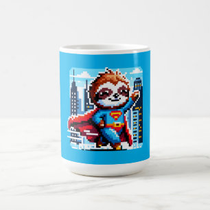 City Sloth Superhero - Pixel Art Urban Hero Coffee Mug