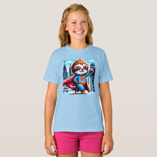 City Sloth Superhero - Pixel Art Urban Hero T-Shirt
