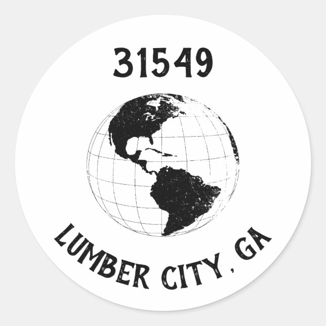 City State Zip Code Globe World Map  Classic Round Sticker (Front)
