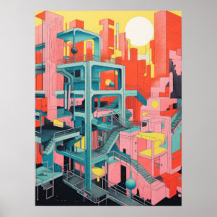 City Steps: A Kaleidoscopic Journey Through Urban  Poster