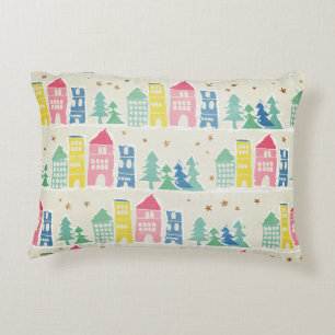 City Street light background, green ombre stripes Decorative Cushion