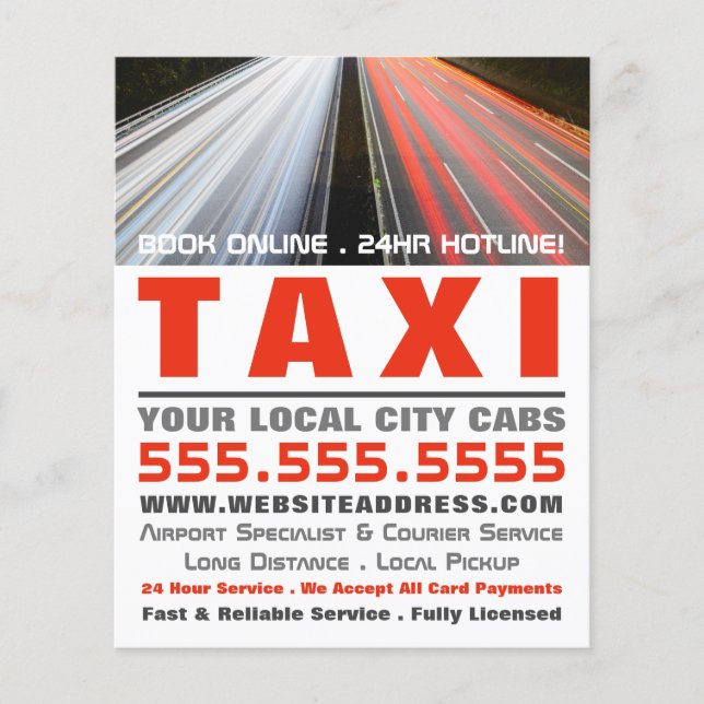 City Street Lights, Taxi Cab Firm with Price List Flyer (Front)