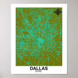 City Street Map of Dallas  Poster