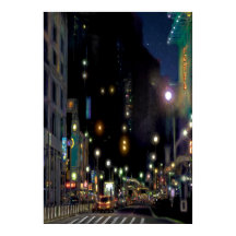 CITY STREET NIGHT SCENE