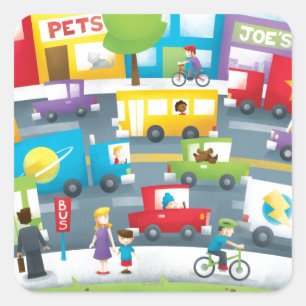 City Street Square Sticker