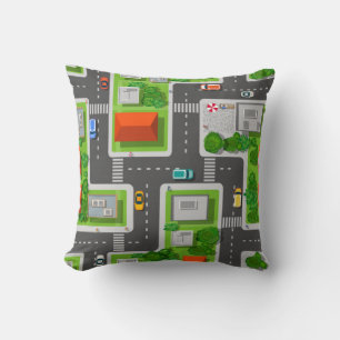 City Streets And Cars Cushion