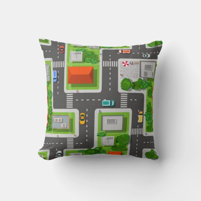 City Streets And Cars Cushion (Front)