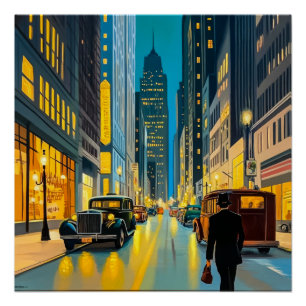 City Streets Magazine Illustration Poster