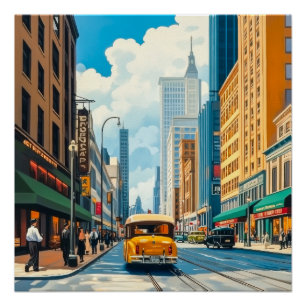 City Streets Magazine Illustration Poster