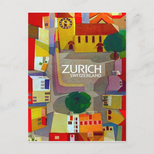 City streets of Zurich, Switzerland. Areal view Postcard (Front)