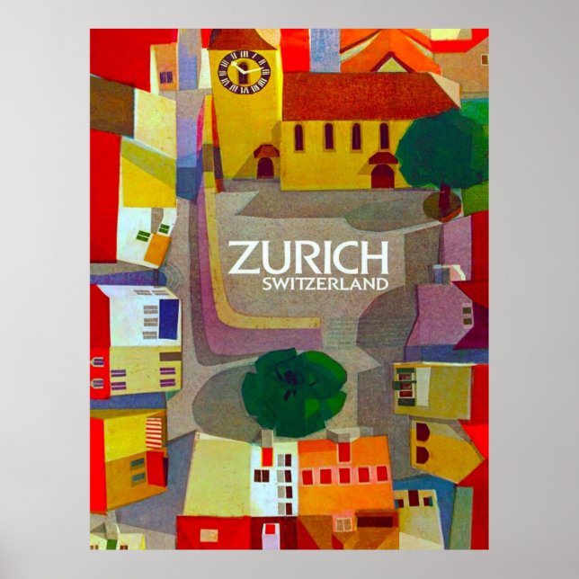 City streets of Zurich, Switzerland. Areal view Poster (Front)
