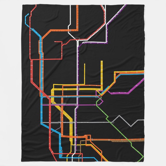 City subway map fleece blanket (Front)