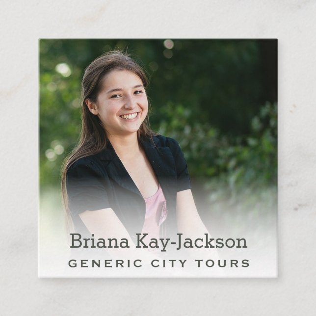 City Tours tour Guide Misty Photo Template Square Business Card (Front)