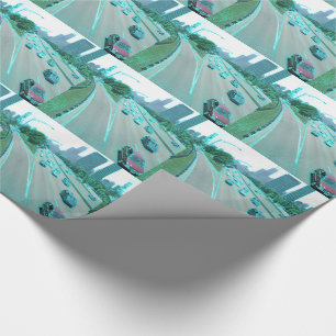 City Traffic in Coloured Foil Wrapping Paper