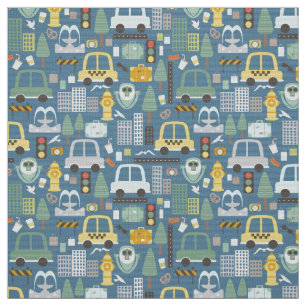 City Transportation Kids Traffic Cars Fabric