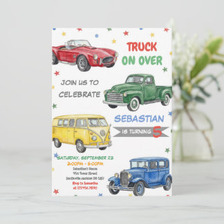 City Transportation Truck Birthday Party  Invitation