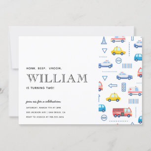 City Transportation Truck Second Birthday Party Invitation