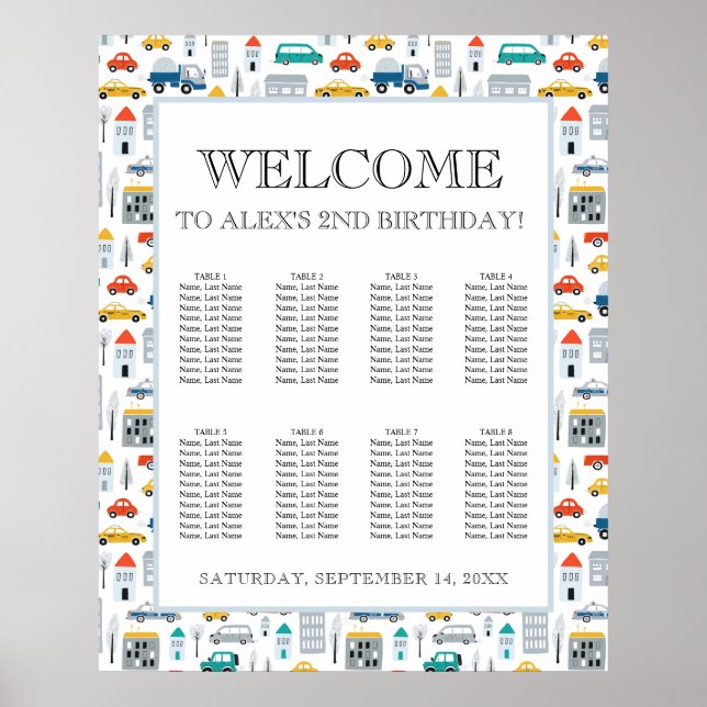 City Transportation Truck Second Birthday Welcome  Poster (Front)