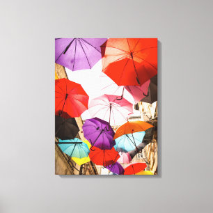 City Umbrellas Wrapped Canvas