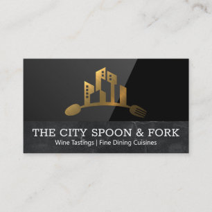 City Utensils Gold Logo Black Gloss Business Card