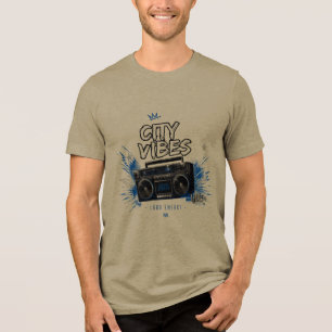 City Vibes Rock the Street – Retro Boombox Tri-Blend Shirt