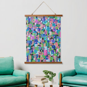 City View at Night Abstract Painting  Hanging Tapestry