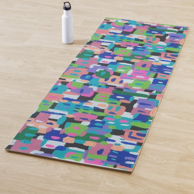 City View at Night Geometric Print  Yoga Mat (In Situ)