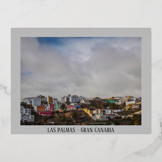 City view of Las Palmas Foil Holiday Postcard (Front)