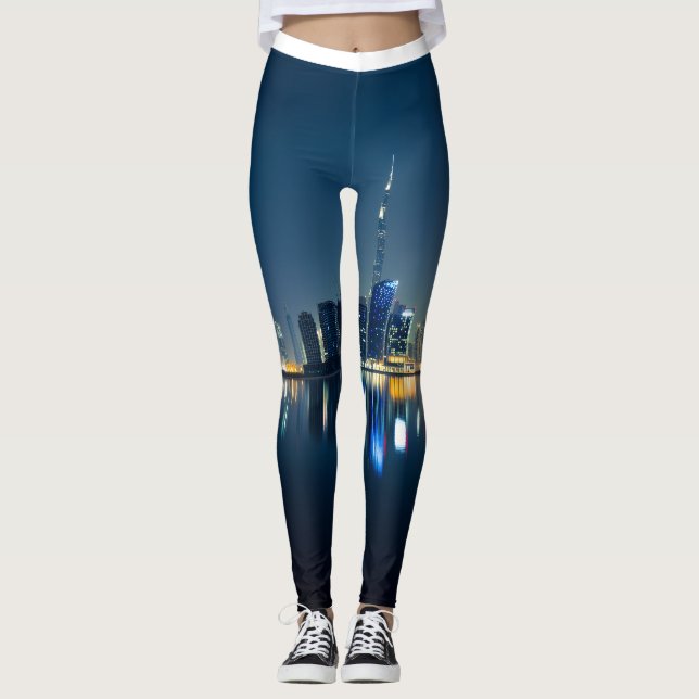 City View Skyline Print Leggings (Front)