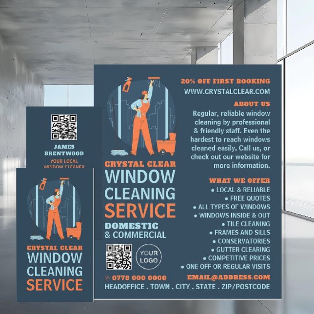 City Windows, Window Cleaner, Cleaning Service Business Card (Creator Uploaded)